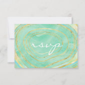 Waterverf Mint Agate met Gold | RSVP van maankeuze Kaartje (Achterkant)
