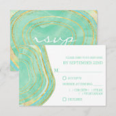 Waterverf Mint Agate met Gold | RSVP van maankeuze Kaartje (Voorkant / Achterkant)