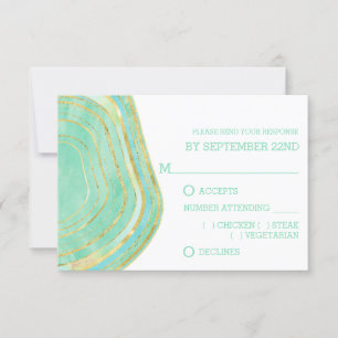 Waterverf Mint Agate met Gold   RSVP van maankeuze Kaartje