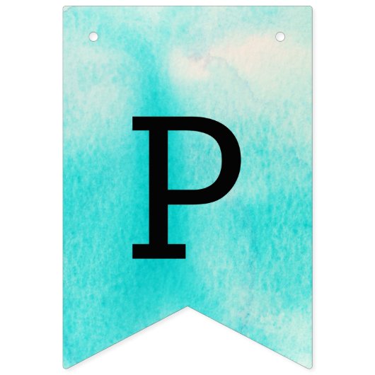 Waterverf Mint Aqua en Roze Birthday Vlaggetjes (Derde vlag)