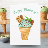 Waterverf Mint Chocolade Ice Cream Happy Birthday Kaart