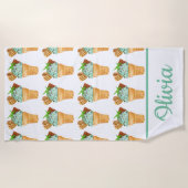 Waterverf Mint Chocolate Ice Cream gepersonaliseer Strandlaken (Voorkant)