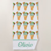 Waterverf Mint Chocolate Ice Cream gepersonaliseer Strandlaken (Voorkant)