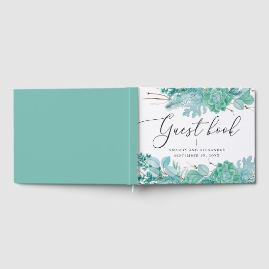 Waterverf mint floral succulents winterbruiloft gastenboek (Volledig)