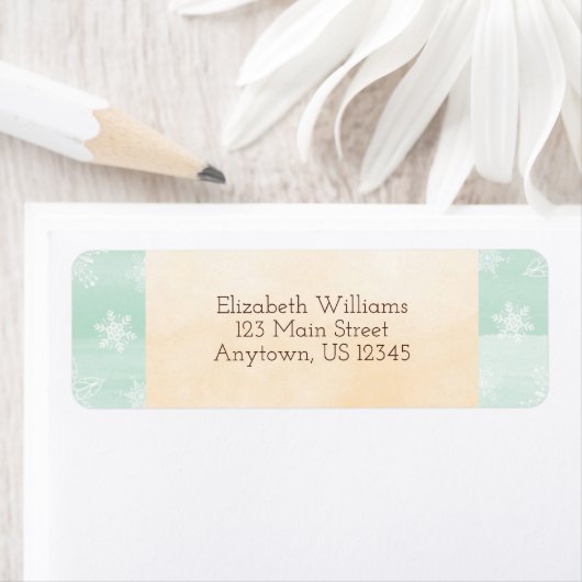 Waterverf Mint Gold-kerstretouradres Etiket (Insitu)