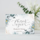 Waterverf Mint Green Rozen Hartelijk dank Bedankkaart (Staand voorkant)