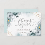 Waterverf Mint Green Rozen Hartelijk dank Bedankkaart (Voorkant / Achterkant)