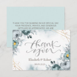 Waterverf Mint Green Rozen Hartelijk dank Bedankkaart