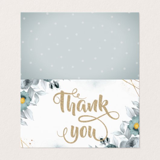 Waterverf Mint Green Rozen Hartelijk dank Visitekaartje (Buitenkant ongevouwen)