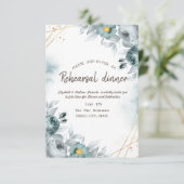 Waterverf Mint Green Rozen Rehearsal Dinner Kaart (Staand voorkant)