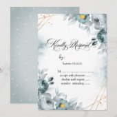 Waterverf Mint Green Rozen RSVP Kaart (Voorkant / Achterkant)