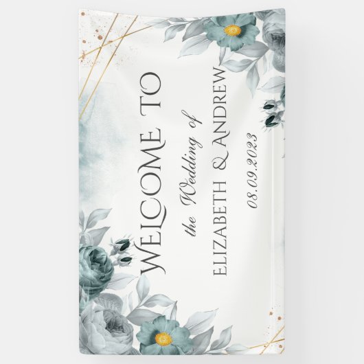 Waterverf Mint Green Rozen Spandoek (Verticaal)