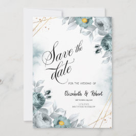 Waterverf Mint Green Rozen sparen de Datum Save The Date