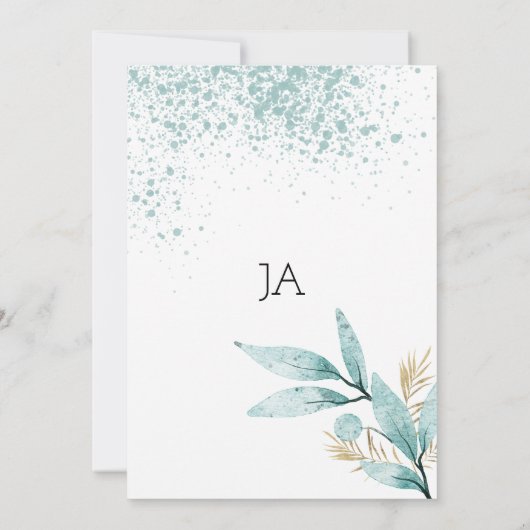 Waterverf mint groen goud gebladerte Tabel Nummers Kaart (Achterkant)