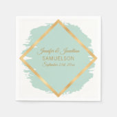 Waterverf Mint Groen Goud Lijst bruiloft Servet (Voorkant)