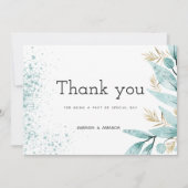 Waterverf mint groen gouden gebladerte Bedankt Kaart (Voorkant)