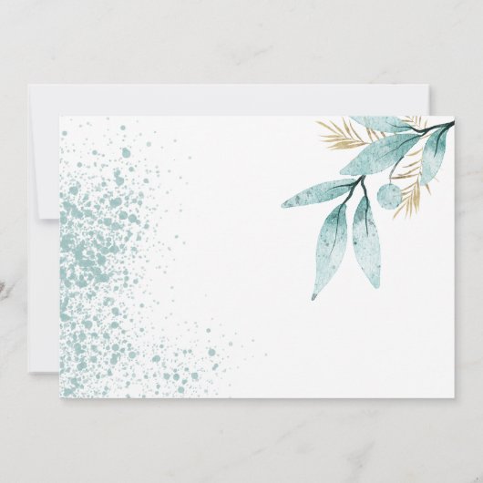 Waterverf mint groen gouden gebladerte Bedankt Kaart (Achterkant)