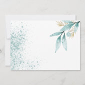 Waterverf mint groen gouden gebladerte RSVP Kaart (Achterkant)