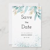 Waterverf mint groen gouden gebladerte Save The Da Kaart (Voorkant)