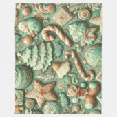 Waterverf Mint Groene Kerstmotieven Vakantie Fleece Deken (Voorkant)