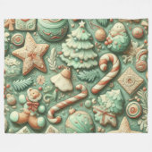 Waterverf Mint Groene Kerstmotieven Vakantie Fleece Deken (Voorkant (Horizontaal))