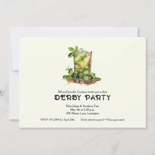 Waterverf Mint Julep Derby Kaart (Voorkant)