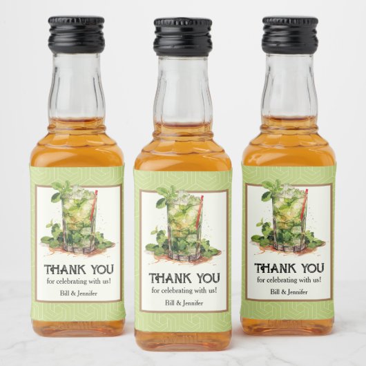 Waterverf Mint Julep Derby Likeurfles Etiket (Flessen)