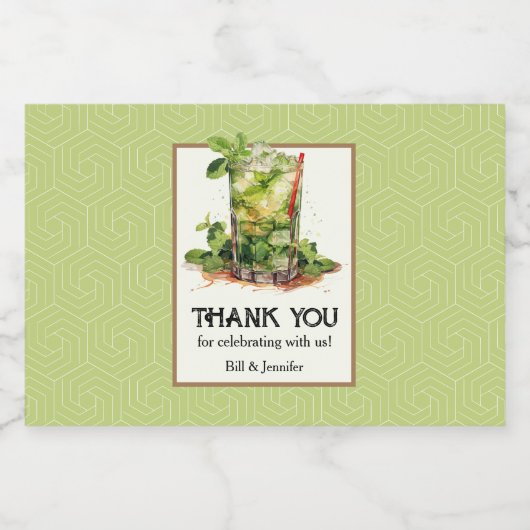 Waterverf Mint Julep Derby Likeurfles Etiket (Enkel label)