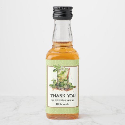 Waterverf Mint Julep Derby Likeurfles Etiket (Voorkant)