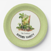 Waterverf Mint Julep Derby Party Papieren Bordje (Voorkant)