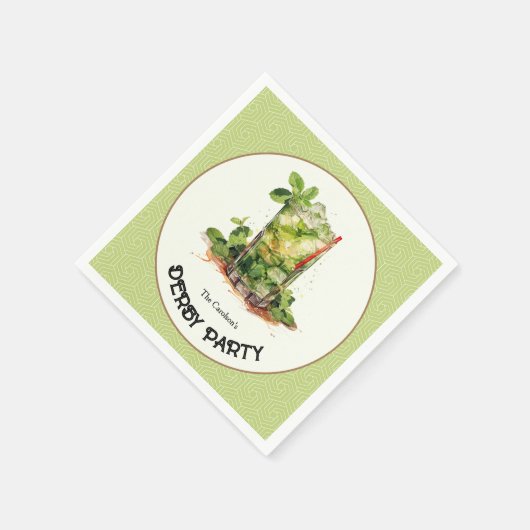 Waterverf Mint Julep Derby Party Servet (Hoek)