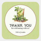 Waterverf Mint Julep Derby Vierkante Sticker (Voorkant)