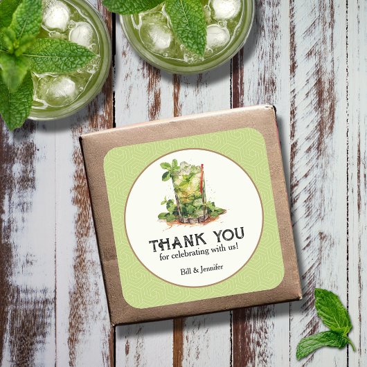 Waterverf Mint Julep Derby Vierkante Sticker