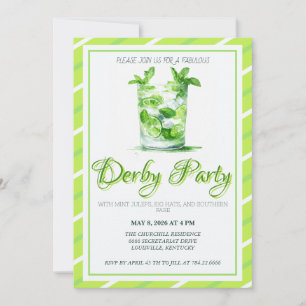 Waterverf Mint Julep Groen Kentucky Derby Uitnodig Kaart