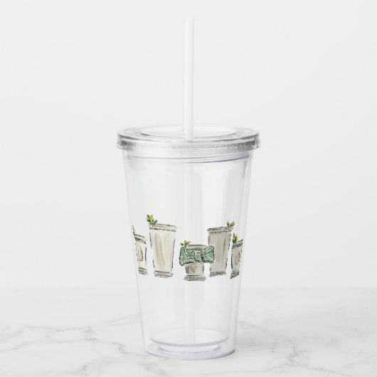 Waterverf Mint Julep Illustratie Acryl Drinkbeker (Voorkant)