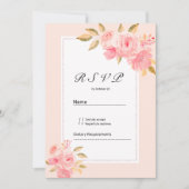Waterverf mint pastelroze bloem-RSVP Kaart (Voorkant)