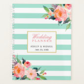 Waterverf Mint Stripes Floral Wedding Planner (Voorkant)