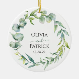 waterverf mintgroene eucalyptus keramisch ornament