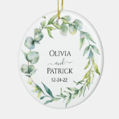 waterverf mintgroene eucalyptus keramisch ornament (Links)