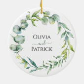 waterverf mintgroene eucalyptus keramisch ornament (Achterkant)