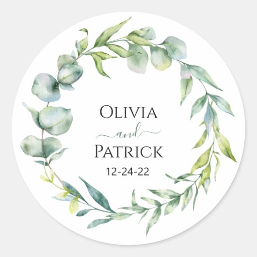 waterverf mintgroene eucalyptus ronde sticker (Voorkant)