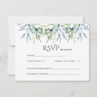 waterverf mintgroene eucalyptus rsvp kaarten