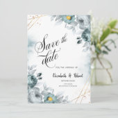 Waterverf Mintgroene Rozen Bewaar De Datum Save The Date (Staand voorkant)