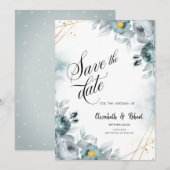 Waterverf Mintgroene Rozen Bewaar De Datum Save The Date (Voorkant / Achterkant)