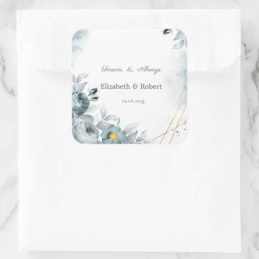Waterverf Mintgroene Rozen Vierkante Sticker (Tas)