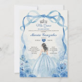 Waterverf Mis Quince Dusty Blue Quinceañera Kaart (Voorkant)