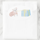 Waterverf Mischievous Puppy met Verjaardagscadeau Ovale Sticker (Tas)
