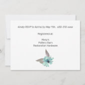 Waterverf Mist Blauw Grijs Blauwgroen Bloemen Goud Kaart (Achterkant)