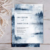 Waterverf mistige bos huwelijksuitnodiging kaart