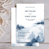 Waterverf mistige bos huwelijksuitnodiging kaart